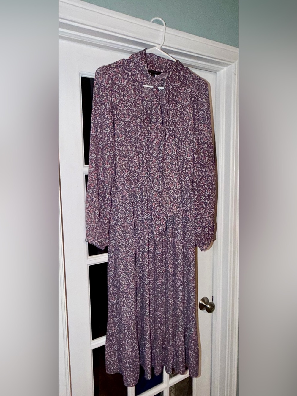 Banana Republic Long Sleeve Purple Floral Midi Dress